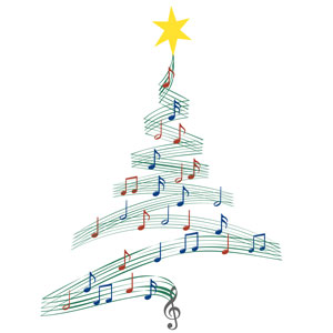 stylized music notes Christmas tree